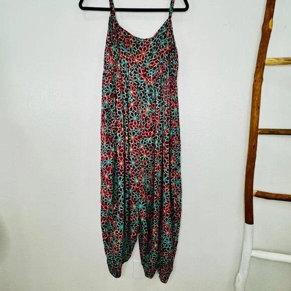 Anthropologie Women's Printed Smocked Button Front Lounge Jumpsuit SZ LG - Picture 9 of 15